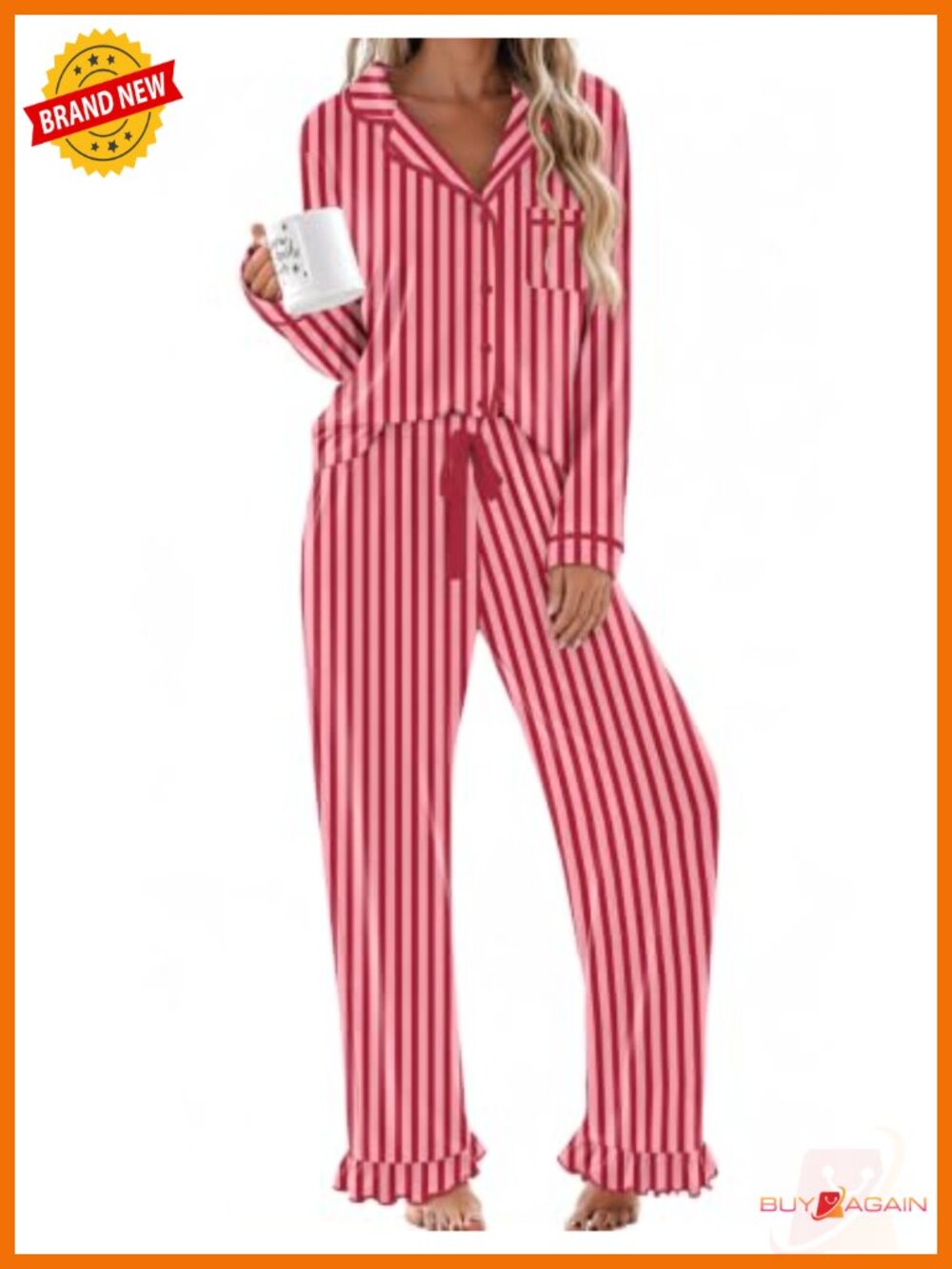 Women's Long Sleeve Button Down Pajama Set Soft Loungewear